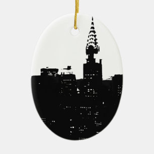 Pop Art New York Silhouette Julgransprydnad Keramik