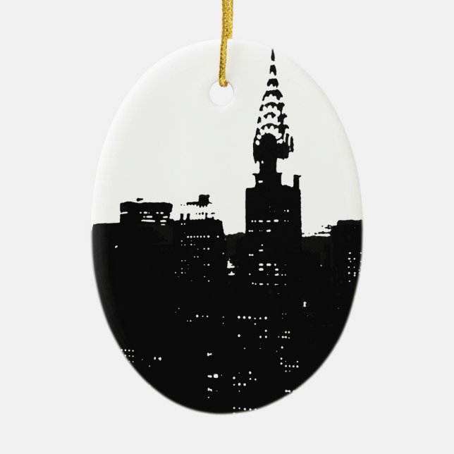 Pop Art New York Silhouette Julgransprydnad Keramik (Framsidan)
