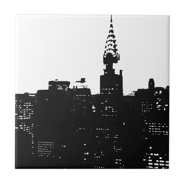 Pop Art New York Silhouette Kakelplatta (Framsidan)