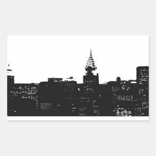 Pop Art New York Silhouette Rektangulärt Klistermärke