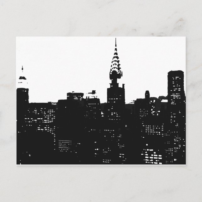 Pop Art New York Silhouette Vykort (Framsida)