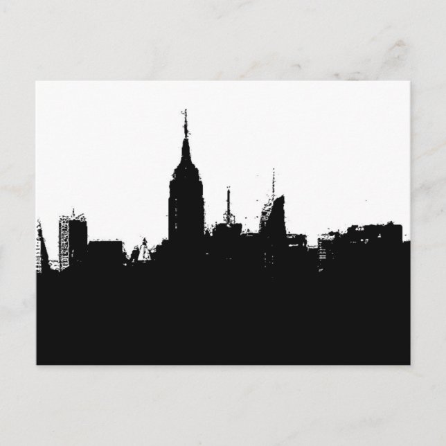 Pop Art New York Skyline Silhouette vykort (Framsida)