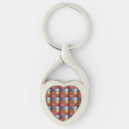 Pop art nr.1 av Yeshaya Dank - enhet & harmoni Twisted Heart Silverfärgad Nyckelring