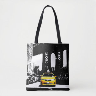 Pop Art Nyc New York Gult Taxi Brooklyn Bridge Tygkasse