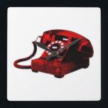 Pop Art Old Desk Telefonbox Square Wallklocka<br><div class="desc">Gamla Retro-telefonbox-popup-bilder av Stil Digital Artwork</div>