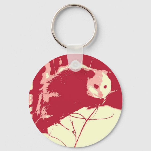 Pop Art Opossum Nyckelring (Framsida)