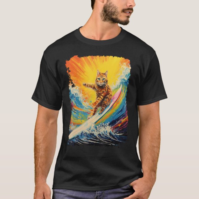 Pop Art Orange Ginger Katt Paddle Board Surfing T Shirt (Framsida)