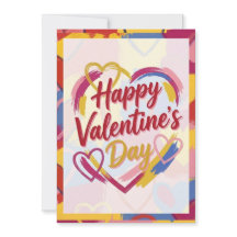 Pop Art Painterly Valentine's Day Postcard 