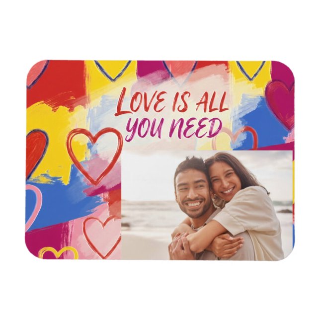 Pop Art Painterly Valentine's Day Postcard  Magnet (Horisontell)