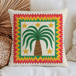 Pop Art Palmträd Illustration Tropisk Retro Kudde