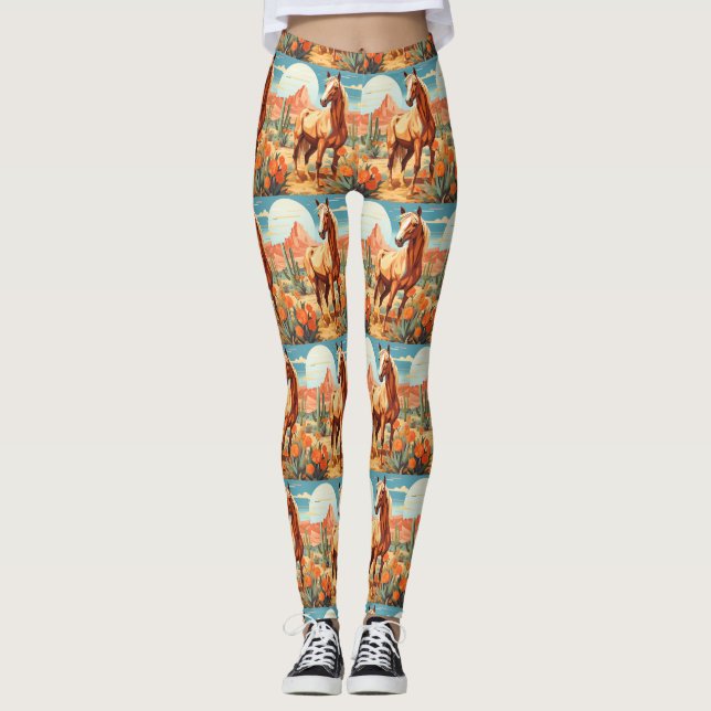 Pop Art Palomino Desert Horse Leggings (Framsida)
