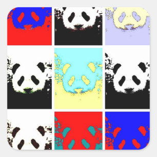 Pop Art Panda Fyrkantigt Klistermärke