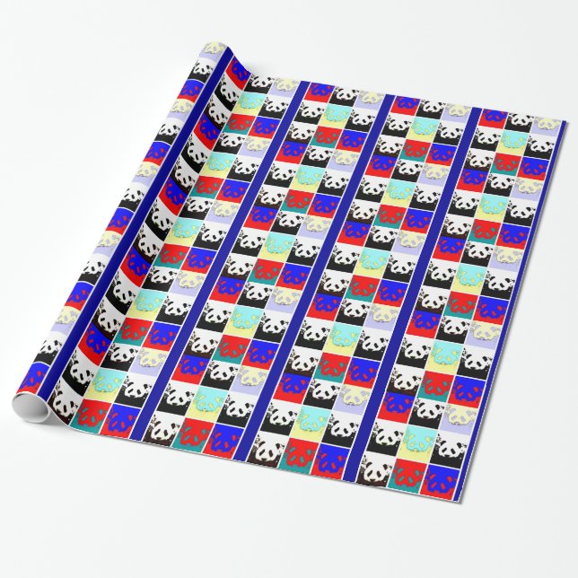 Pop Art Panda Konst Jul Inpackningspapper Presentpapper (Utrullad)