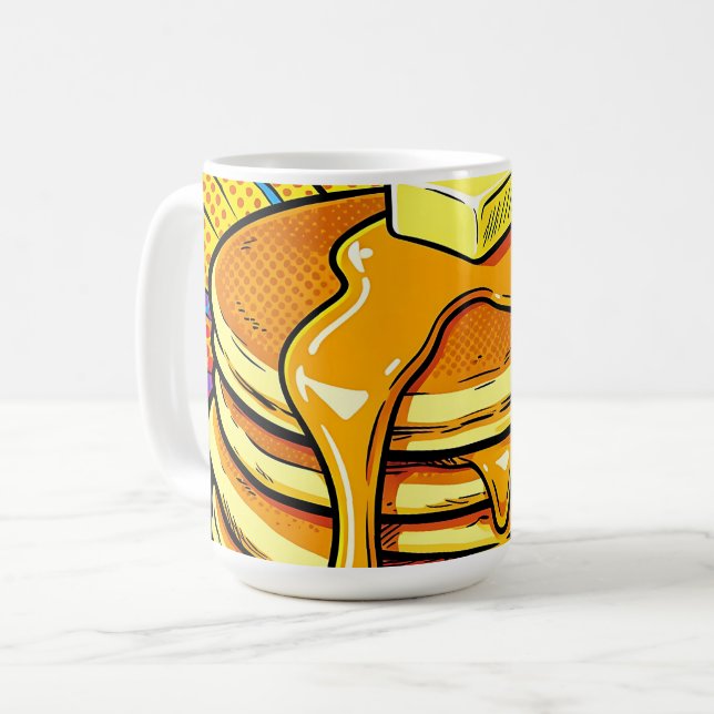 Pop Art-pannkaksstapel Sirap Kaffemugg (Framsida vänster)