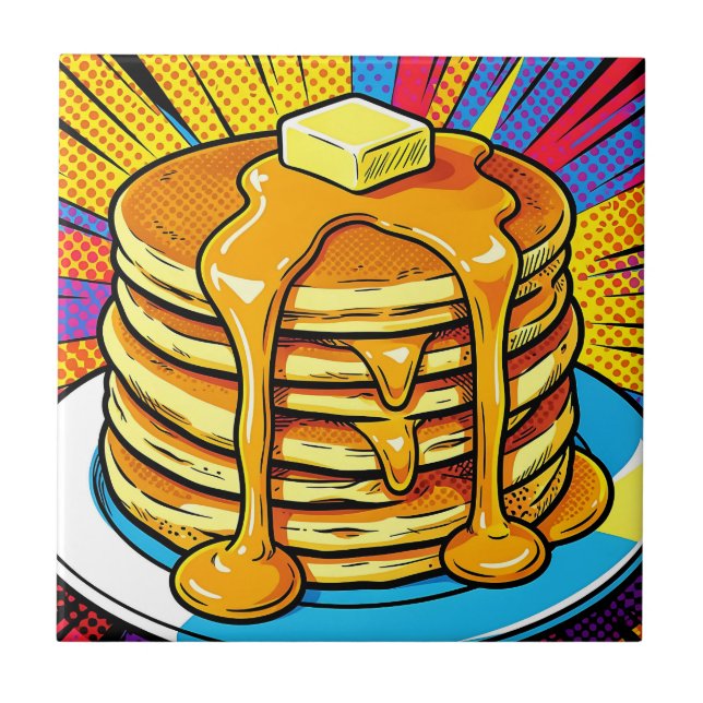 Pop Art-pannkaksstapel Sirap Kakelplatta (Framsidan)