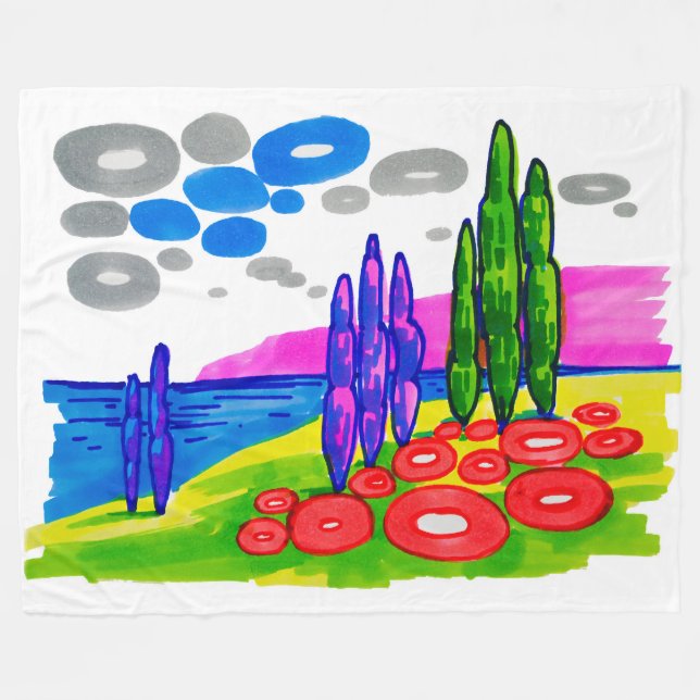 Pop Art Paradise – Bold Graphic Landscape Fleecefilt (Framsidan (Horisontell))