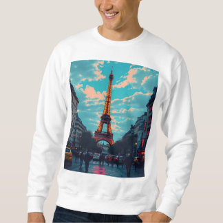 Pop Art Paris - Vibrant Retro Cityscape Lång Ärmad Tröja