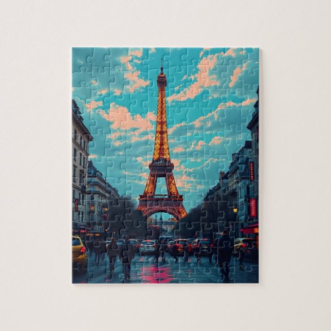 Pop Art Paris - Vibrant Retro Cityscape Pussel (Vertikal)