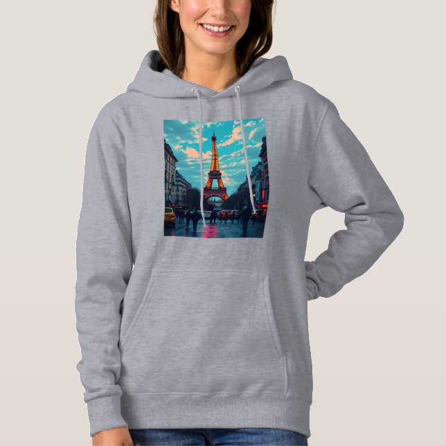 Pop Art Paris - Vibrant Retro Cityscape T Shirt (Framsida)
