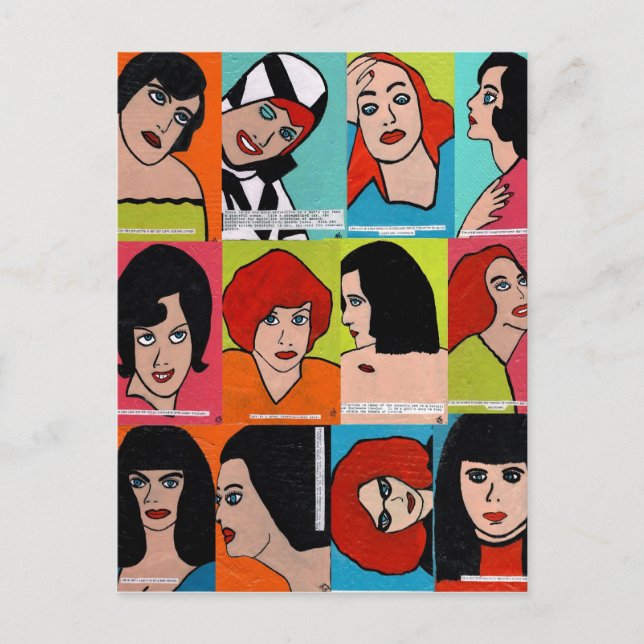 Pop Art People-kollage Vykort (Framsida)