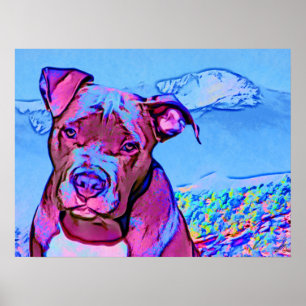 Pop Art Pit Bull Puppy Hund Poster