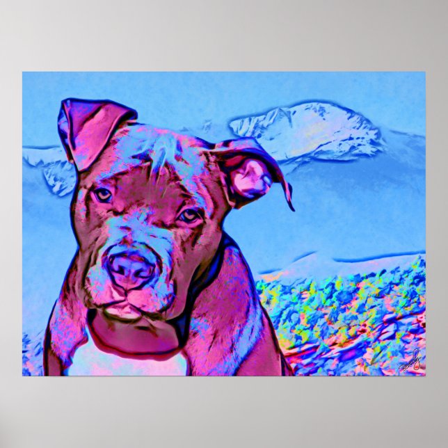 Pop Art Pit Bull Puppy Hund Poster (Framsidan)