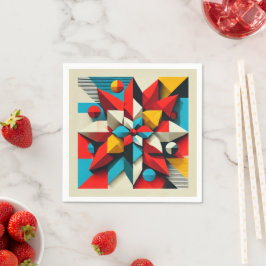 Pop Art Poinsettia Abstrakt Geometric Decoupage Pappersservett