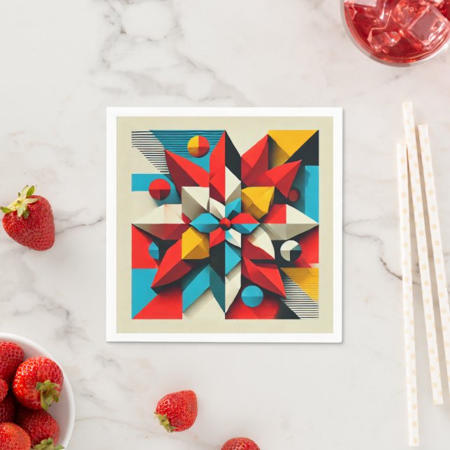 Pop Art Poinsettia Abstrakt Geometric Decoupage Pappersservett (Insitu)