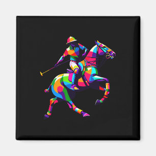 Pop Art Polo Ridning Hästar Ridsport Häst Magnet
