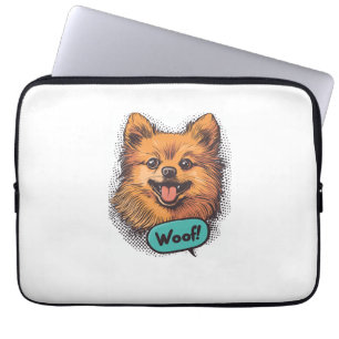 Pop Art Pomeranian � Retroserieteckning Hund Laptop Fodral