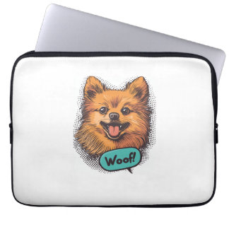 Pop Art Pomeranian � Retroserieteckning Hund Laptop Fodral