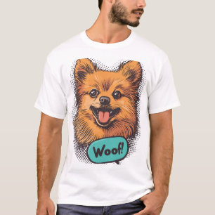 Pop Art Pomeranian - Retroserieteckning Hund T Shirt