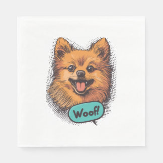 Pop Art Pommern - Retro Tecknad Hund Pappersservett