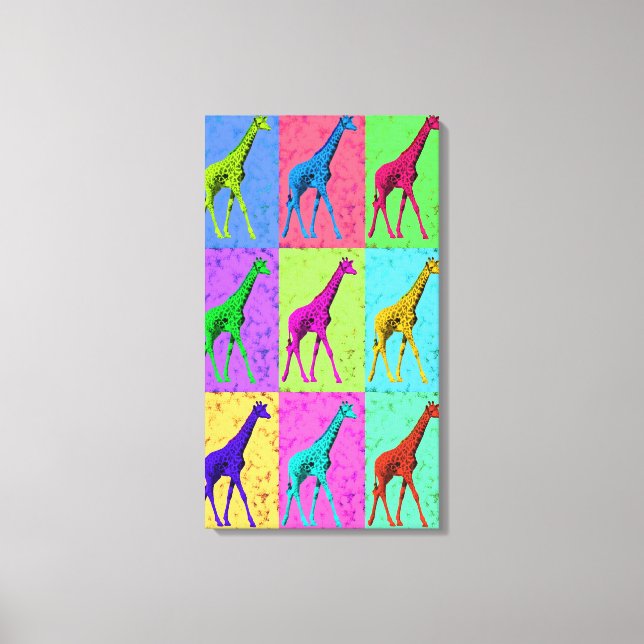 Pop Art Popart Walking Giraffe Multi-Färg Canvastryck (Framsida)