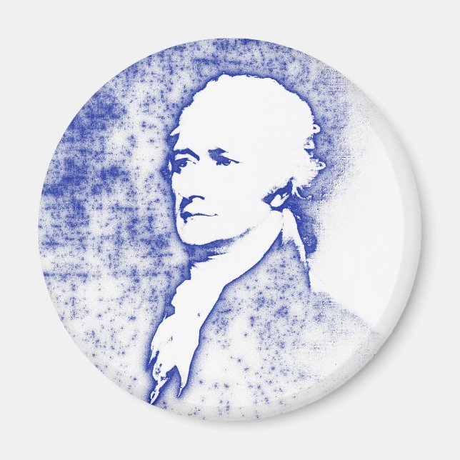 Pop Art Porträtt Alexander Hamilton i Blue Magnet (Framsidan)