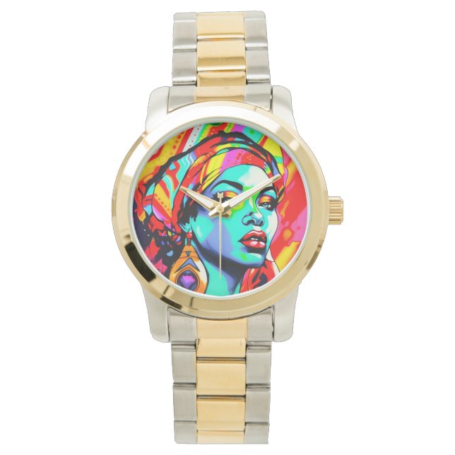Pop Art Porträtt Armbandsur (Framsida)