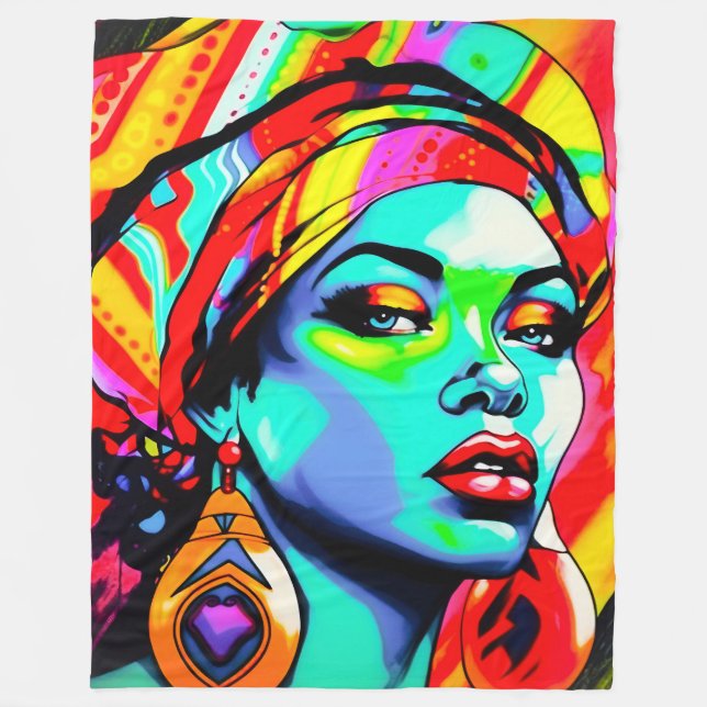 Pop Art Porträtt Fleecefilt (Framsidan)