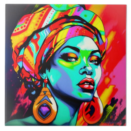 Pop Art Porträtt Kakelplatta