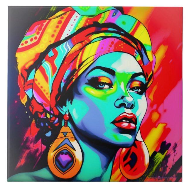 Pop Art Porträtt Kakelplatta (Framsidan)