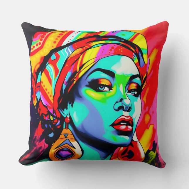 Pop Art Porträtt Kudde (Framsida)