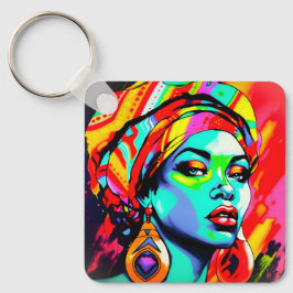 Pop Art Porträtt Nyckelring