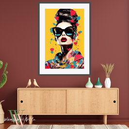 Pop Art Porträtt of Woman på Ljusa färger Poster