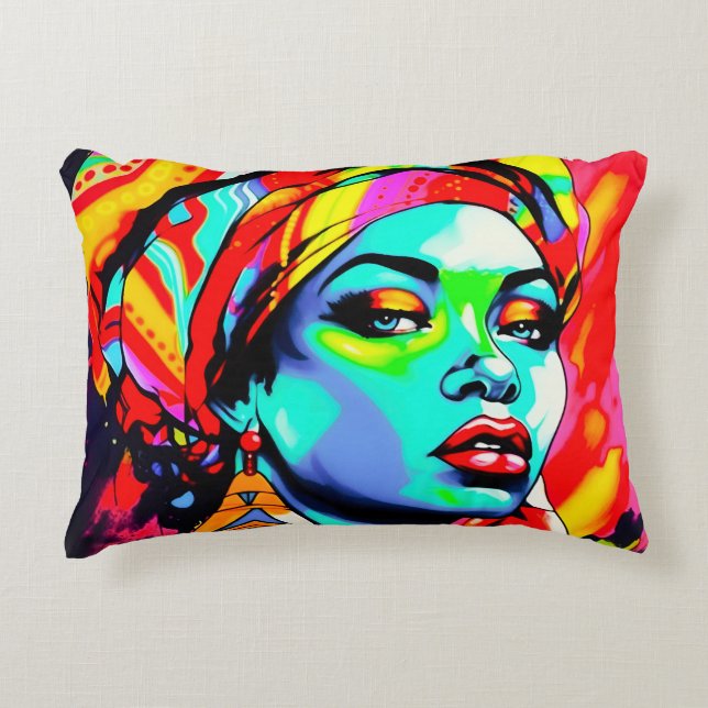 Pop Art Porträtt Prydnadskudde (Framsidan)