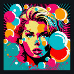 Pop Art Porträtt - Vibrant Womans Ansikte Poster k<br><div class="desc">Den här slående utskriften poster en popkonst stil porträtt i en kvinnas ansikte, som återges i vibrant färg och djärvt linjer. Kvinnans egenskaper är överdrivna, med skarp rosa läppar och djärva, svarta piskrapor som gör hennes blickar oemotståndliga. Bakgrunden är fylld med vibrerande nyanser som ökar biet energiska känsla. Den här...</div>