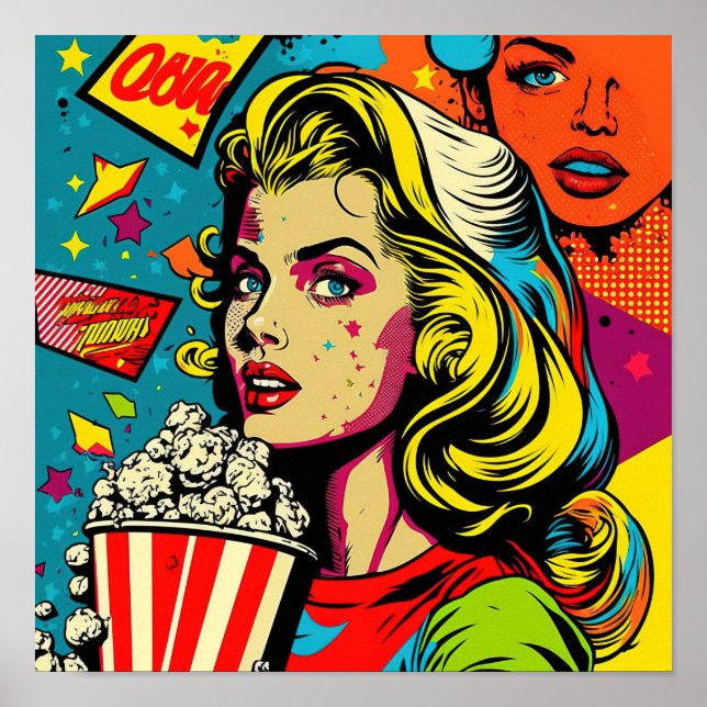 Pop Art Poster - alla amerikanska flickor med PopC (Framsidan)