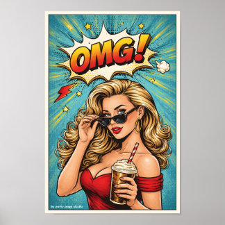 Pop Art Poster „OMG!“ – Glamour Woman Comic Wandbi