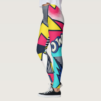 Pop Art Pow! Mönster i Magenta, blått och svart Leggings