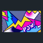 Pop Art Pow! Mönster i Magenta, blått och svart Poster<br><div class="desc">Graphic Pop Art mönster,  med söt "POW!"-typografi,  mot en färgfull abstrakt mönster. Kontakta designern för speciella förfrågningar. © Copyright 2021 P.D.,  Vintage Tecknad Art. Med ensamrätt. höger.</div>