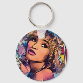 Pop Art Princess Button Keychain Nyckelring