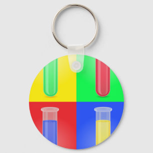 Pop Art provrör Vetenskap Kemi Laboratorium Nyckelring